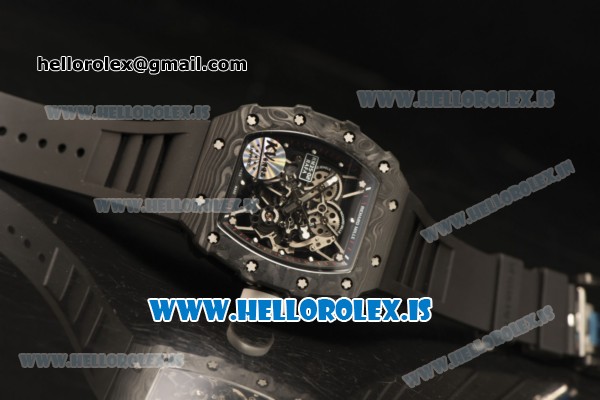 Richard Mille RM35-02 Carbon Fiber With Miyota 9015 Movement 1:1 Clone Black Rubber - Click Image to Close
